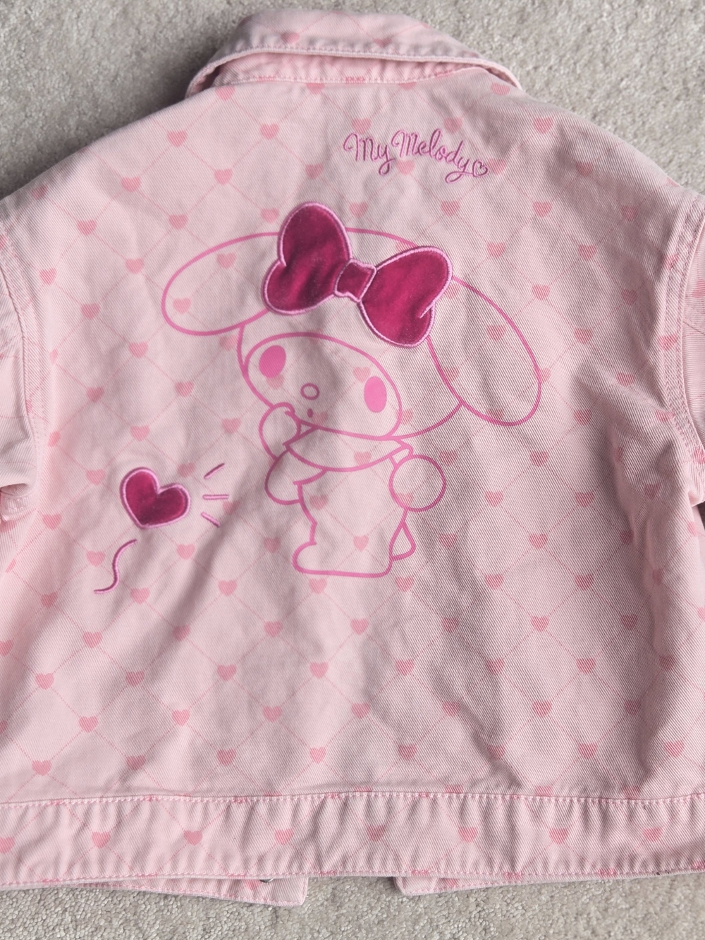 Sanrio My Melody Pink Jean Jacket with Heart Print